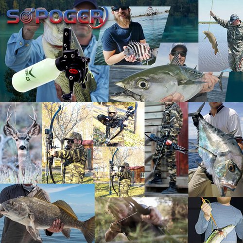 SOPOGER Bowfishing Recurve Bows Set - Archery Bow Kits Package Dual Use for Adult Hunting Practice Shooting Fish with Solid Fishing Arrows and Bowfishing Bottle Reels (Black 40Lbs)