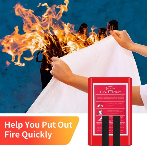 Copkim 4 Packs Emergency Fire Blanket, Fiberglass Fire Suppression Blanket with Box Fireproof Flame Retardant Safety Survival Cover for Home Kitchen Fireplace Grill Office Warehouse