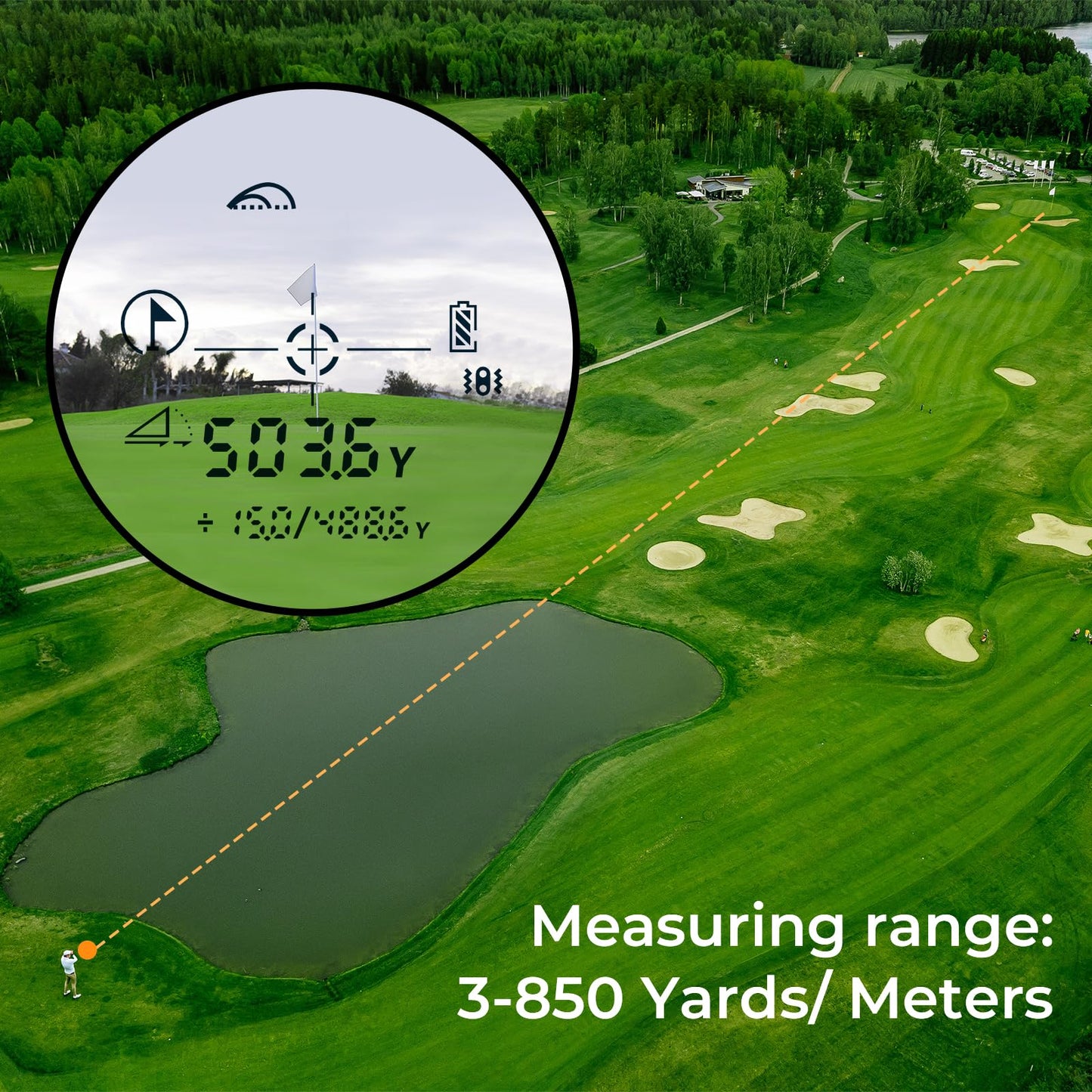 CIGMAN Golf Rangefinder with Slope, 850 Yards Laser Golf & Hunting Rangefinder, Flag Pole Locking Vibration, USB Rechargeable Range Finder with 6X Magnification, Lightweight