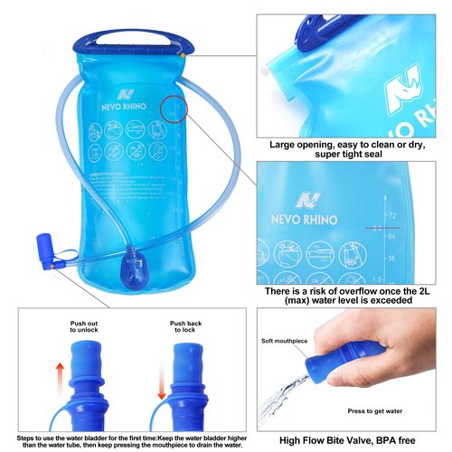 N NEVO RHINO Lightweight Hydration Backpack, 12L+2L Water Bladder, 18L+3LBladder, HydrationHydro Water Daypack for Cycling Hiking Rave
