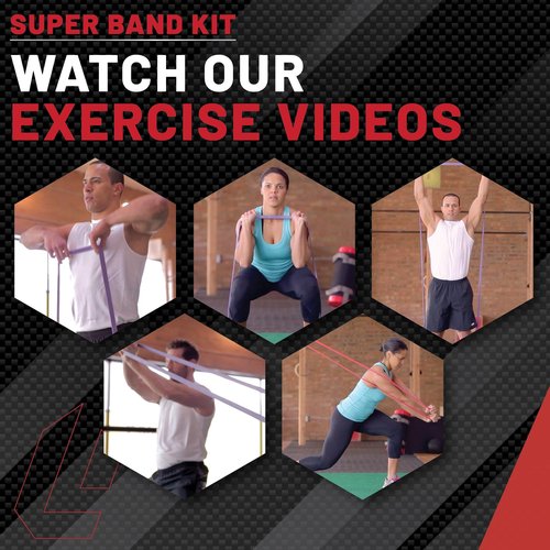 Lifeline Super Resistance Band Kit - Levels 1-4 - Adds Resistance to Exercise Movements