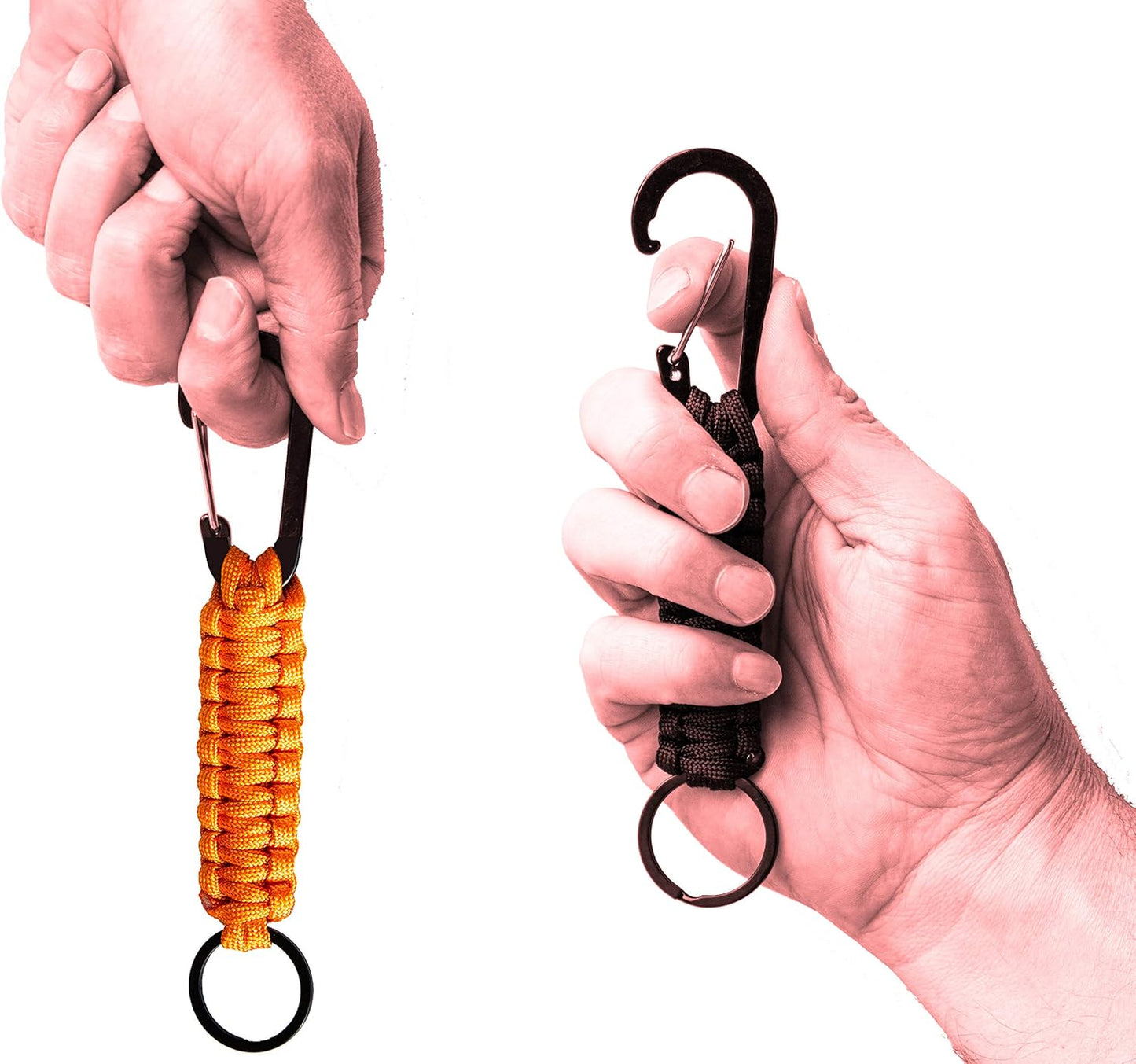 Paracord Lanyard Keychain with Carabiner Hook and Key ring