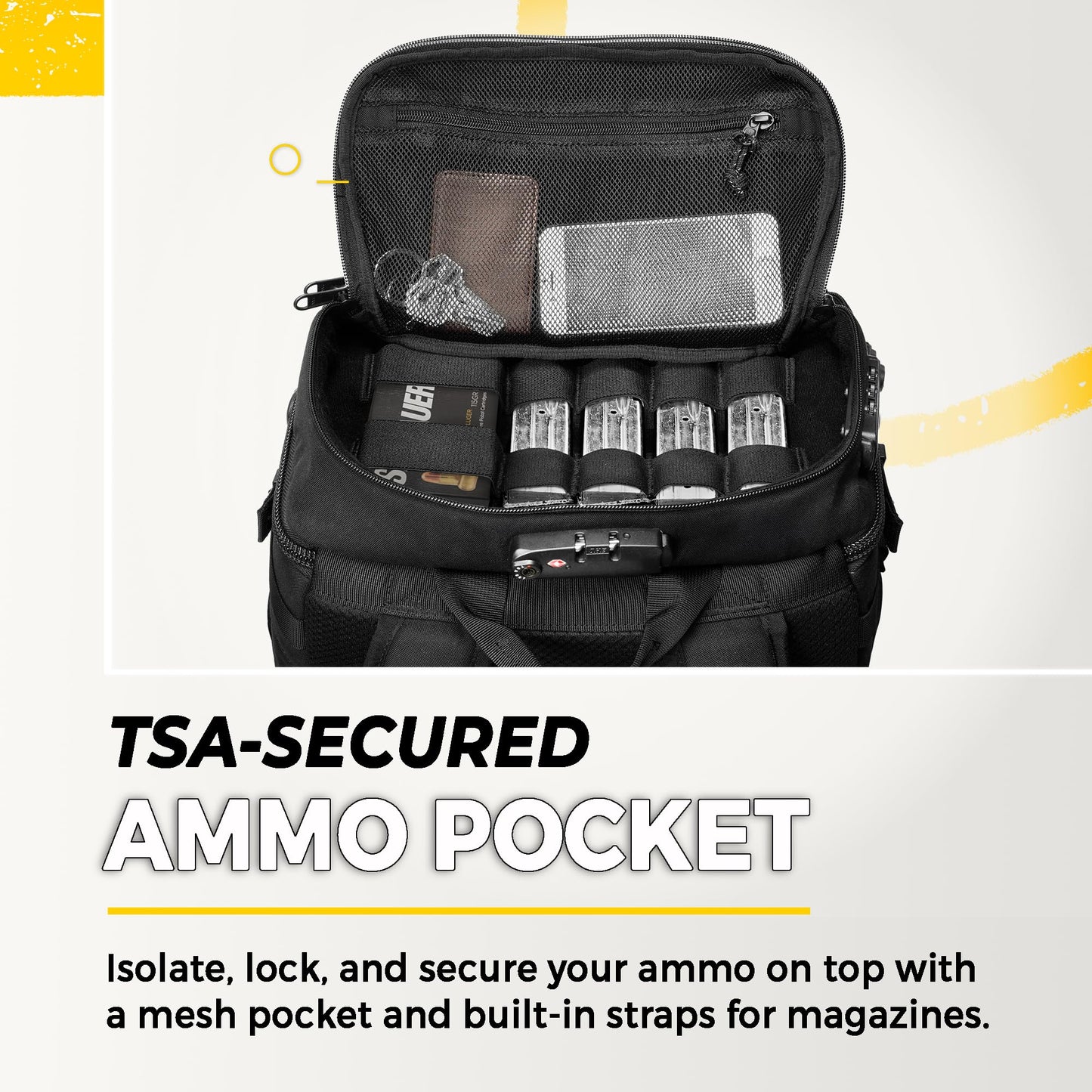 TradeSmart Range Backpack for Handguns, Ammo & Shooting Gear with 3 Lockable Compartments, Ear & Eye Protection Kit Optional