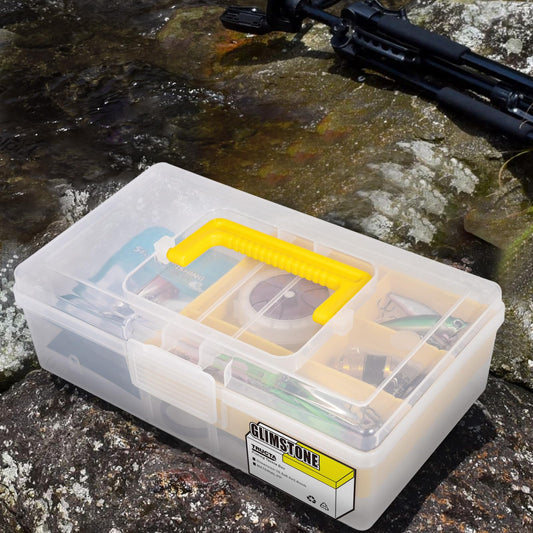 Glimstone Fishing Tackle Boxes Waterproof Premium Plastic Storage Organizer Container Box with Divider Tray for Small Parts (Tackle Box Only)