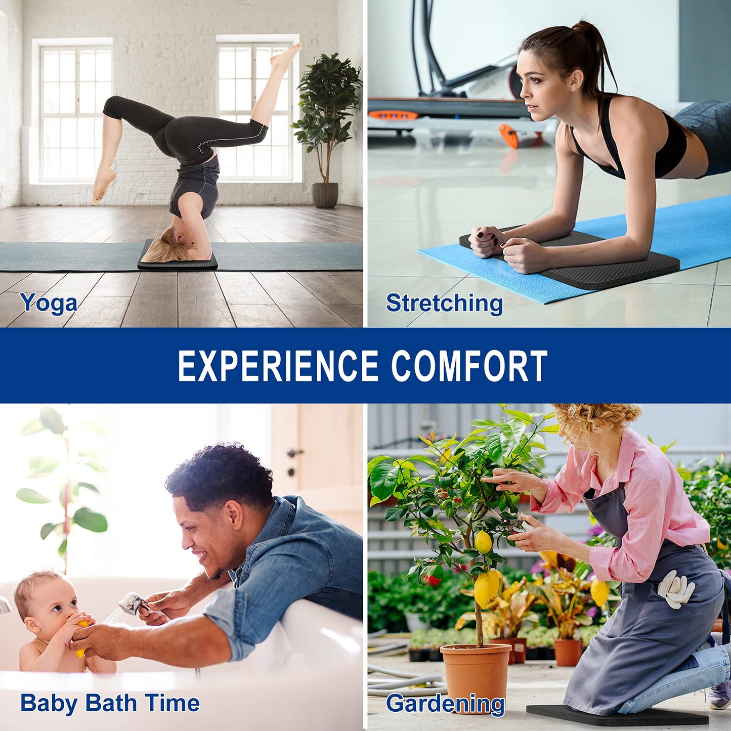 Extra Large Exercise Mat 12' x 6' x 7mm and Yoga Knee Pad,Workout Mats for Home Gym Flooring，Thick Gym Mat Durable Cardio Mat, Ideal for Plyo, MMA, Jump Rope, HIIT, Weightlifting - Non-Slip