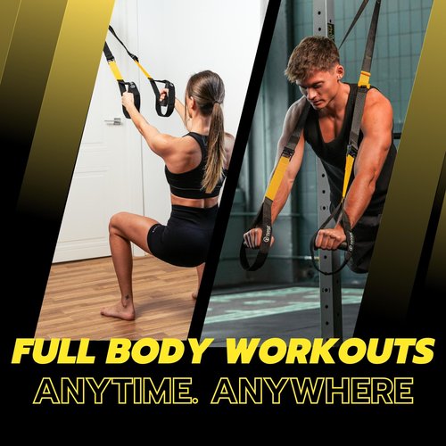 THYSOL® Resistance Trainer Pro Xtreme Straps Army | Sling Trainer Set with Adjustable Door Anchor | Fitness Home Workouts - Suitable for Travelling & for Training Indoor & Outdoor (Yellow)