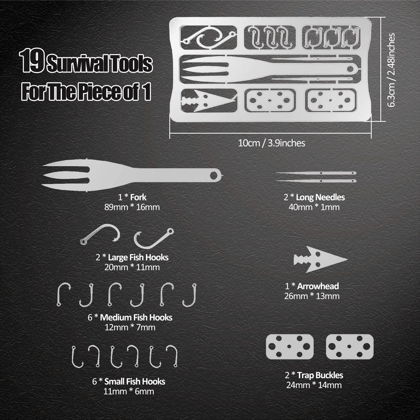 Hukado 9PCS Survival Card Multitool Camping Kit with Fishing Line Gear, Multipurpose Credit Card Wallet Portable Survival Tool with Felt Bag for Outdoor Fishing Hiking Hunting