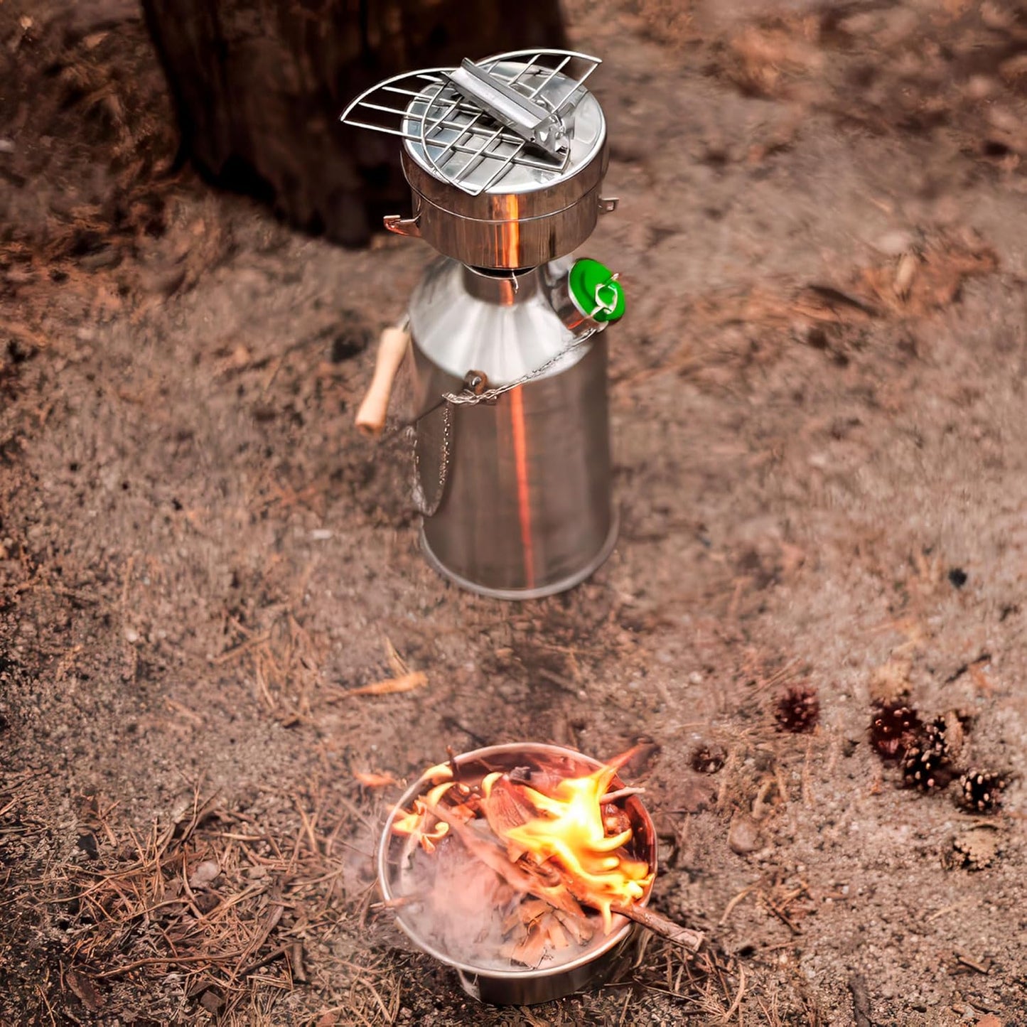 Kelly Kettle Base Camp Stainless Steel Basic Kit 54 oz.(1.6 LTR) Large Stainless Steel Camp Kettle, Lightweight Camping Kettle with Whistle, Camp Stove for Fishing, Hunting, Hiking, Survival Gear