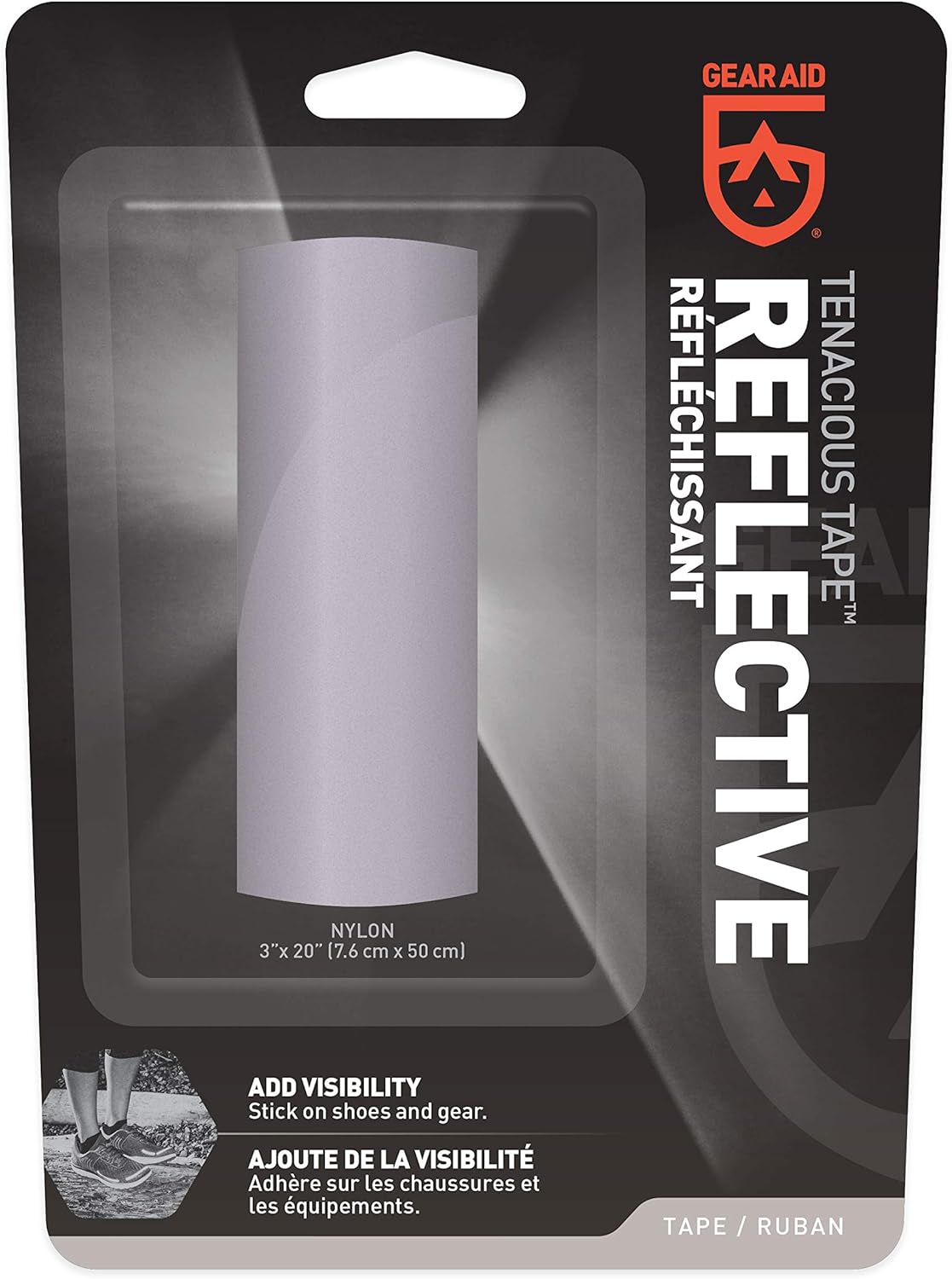 Gear AID Tenacious Tape Reflective Roll for Adding Visibility to Safety Jackets, Rain Gear, Bike, Shoes and Outdoor Gear, Various Sizes