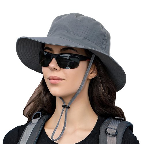 Rosoz Sun Hat for Men Women Cooling Boonie Hats Breathable Wide Brim Fishing Bucket Hat Beach Hat Safari Hiking Garden Summer UV Protection Dark Grey