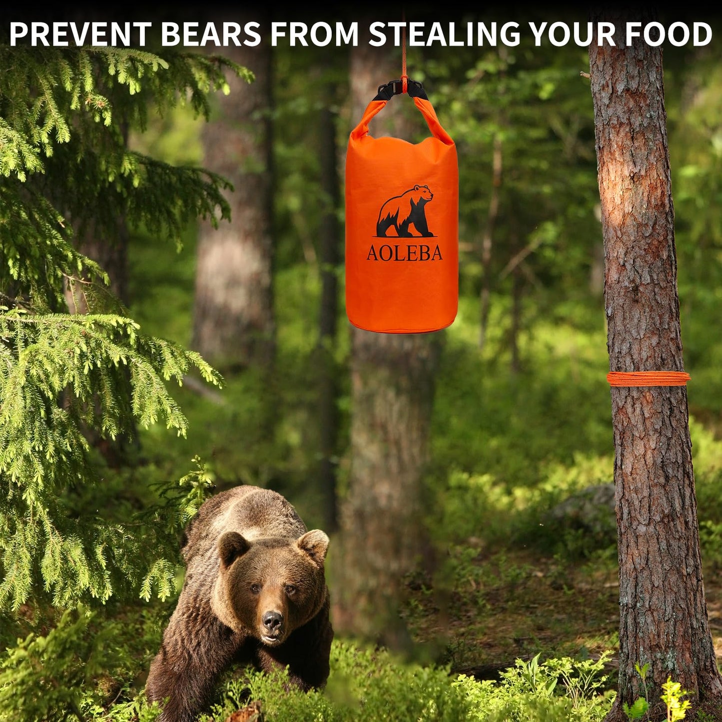 AOLEBA Ultralight Bear Bag Kit - 10L Bear Proof Food Storage for Backpacking & Camping, Includes Reflective Paracord Rope, Survival Gear for Outdoor Adventures