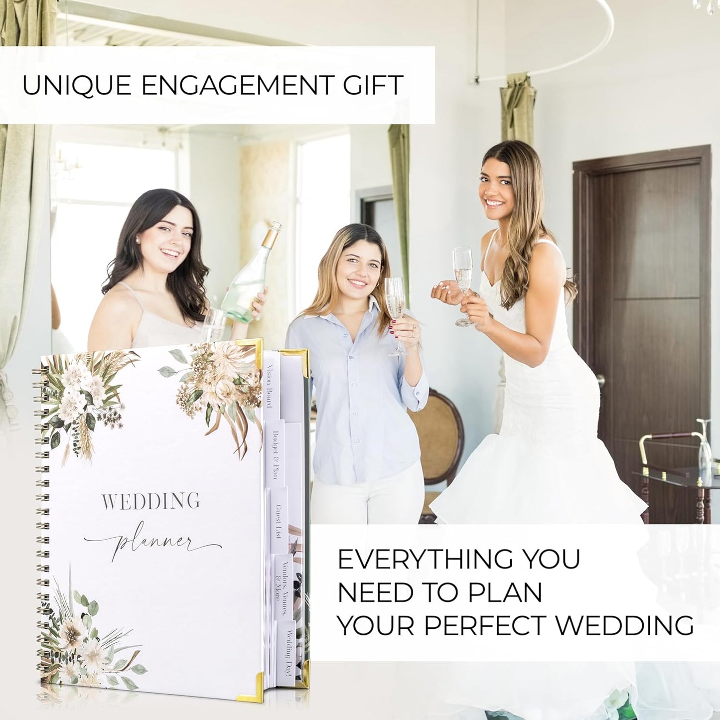 Beautiful Boho Wedding Planner Book and Organizer - Enhance Excitement and Makes Your Countdown Planning Easy - Unique Engagement Gift for Newly Engaged Couples, Future Brides and Grooms,9 X 11 inches