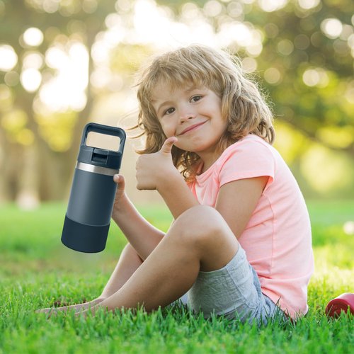 Mokoart Silicone Boot Compatible with YETI Kids Water Bottle 12 oz and Rambler 18 oz Bottle, Anti-Slip Sleeve Bottom Protector Accessories for YETI Rambler 12/18oz (Navy)