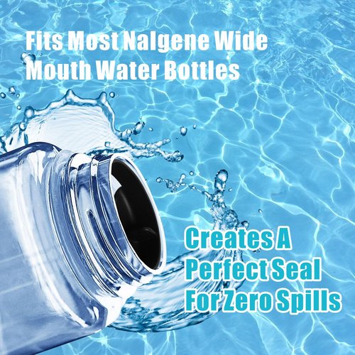 XFVFXZZ 3pcs Silicone Splash Guard for Nalgene 32 oz Wide Mouth Lid, with Drinking Spout and Ventilation Holes. Fits 53mm Water Bottle Mouth, Food-Grade and BPA-Free Silicone (Black)