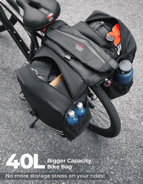 KEMIMOTO Bike Panniers Bag 40L Bicycle Panniers for Rear Rack with Waterproof Rain Cover, Ebike Saddle Bags, Bike Rack Bag, Saddlebags for Bikes, Black Large Capacity Reflective Strip
