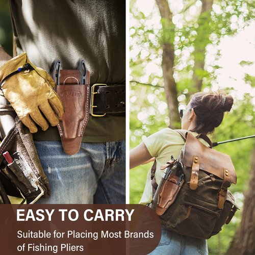 RXLUY Fishing Pliers Holster with Retractable Lanyard, Universal Fit for Most Sea Fishing & Wild River Lure Tongs Leather Accessories