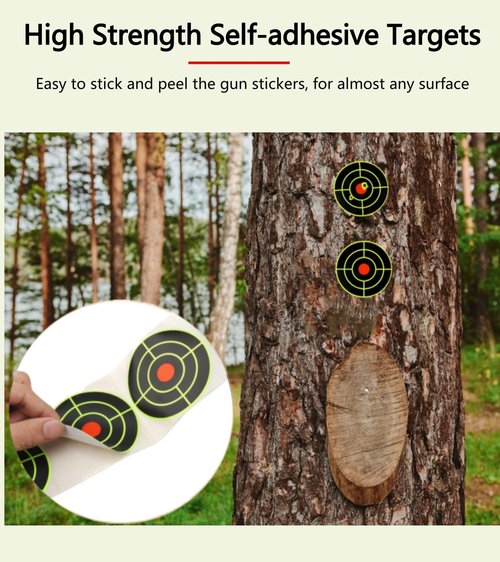 Shooting Target Stickers, Upgraded 3 Inch Round Self Adhesive Splatter Targets Green and Black Reactive Paper Targets for Indoor and Outdoor Range, BB Gun, Pellet, Airsoft, Rifle (3"-300PCS, Style E)