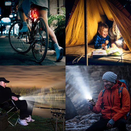 SODPE Bike Light, Sloar & USB Rechargeable Bicycle Light Set with Horn, Super Bright LED Bike Lights for Night Riding Front and Back, Waterproof Safety Headlight and Rear Taillight Set