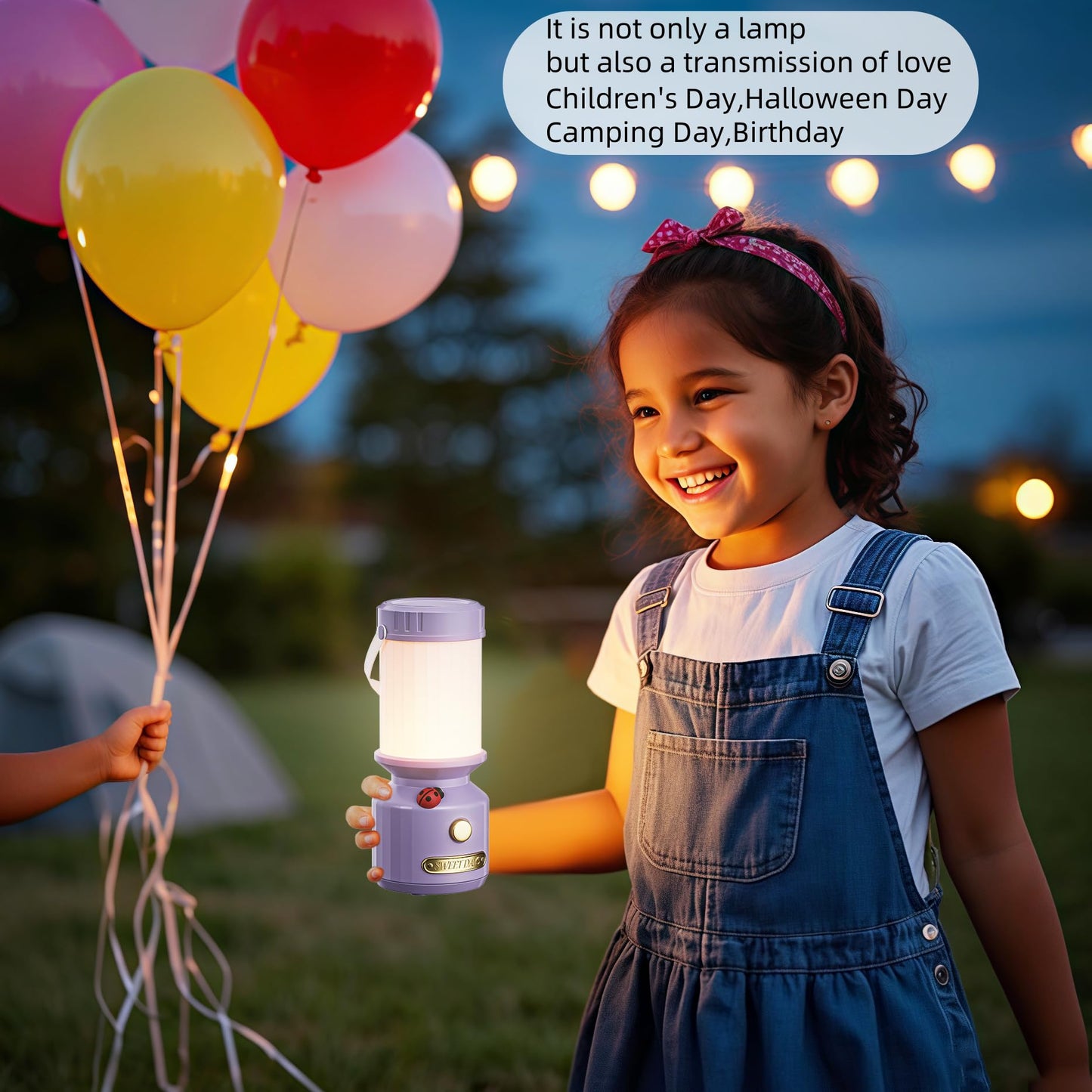 HOMY Ladybug Night Light for Kids, Retro 7-Star USB Rechargeable Camping Lantern, 3-Color Dimmable LED, Tent Hook & Handle, Safe Night Light for Outdoor/Kids Camping Essentials