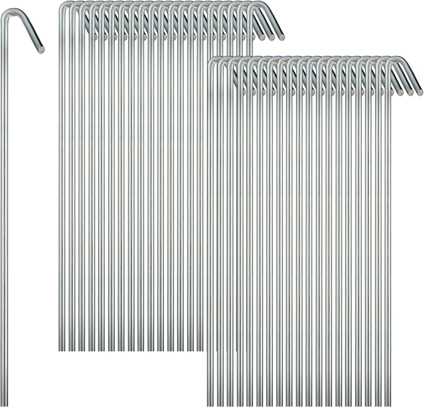Tent Stakes For Outdoor Camping Heavy Duty Metal, Galvanized Rust-Free Yard Stakes, 10 Garden Edging Fence Hook | Garden Stakes For Gardening & Canopies, Tent Pegs - By Ram-Pro