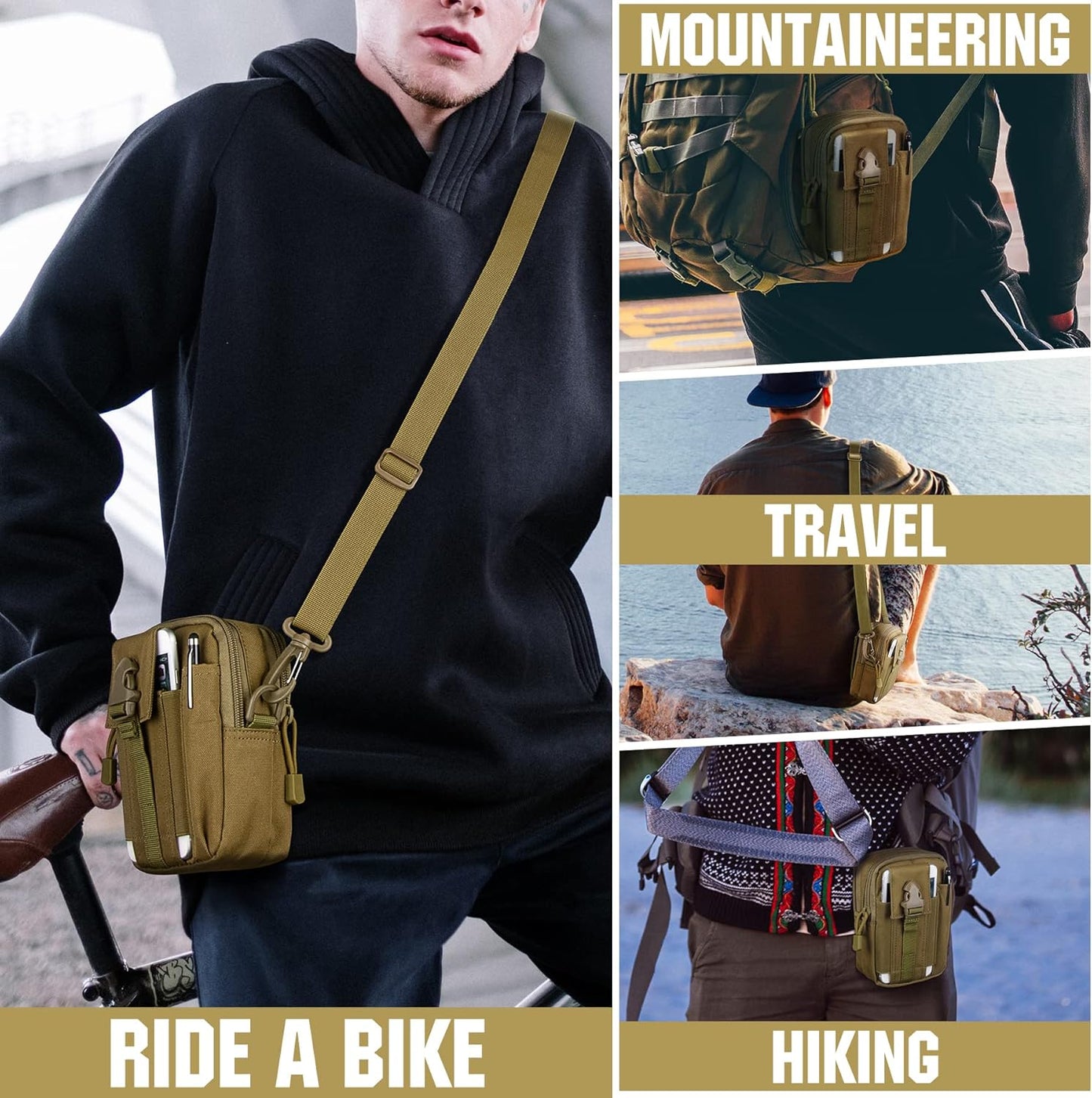 IronSeals Tactical Molle Phone Pouch Compact Utility Belt Waist Bag with Shoulder Strap for iPhone 14 Plus/14 Pro Max/14 Pro/14/13 Pro Max/13/12 Pro