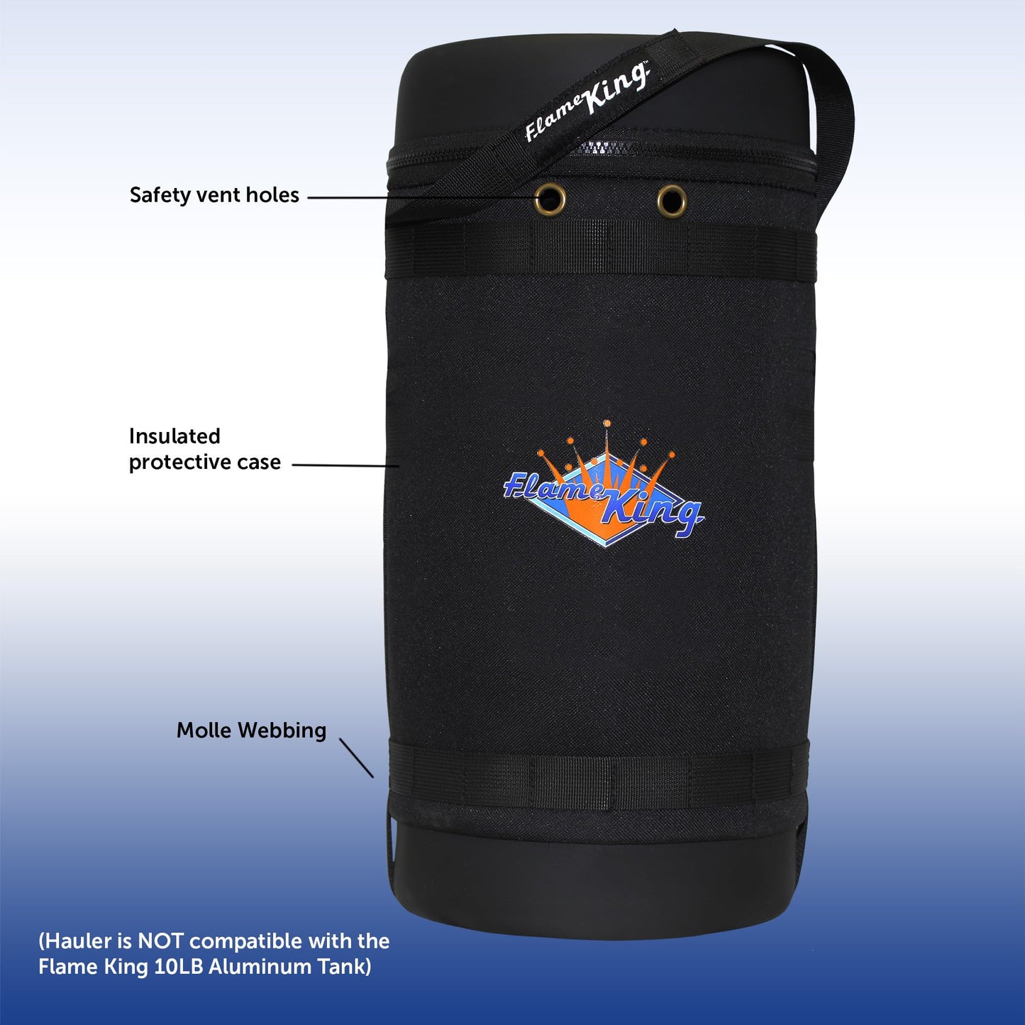 Flame King Gas Hauler for 10LB Propane Tank - Insulated Protective Carry Case for Camping and Outdoor Adventures