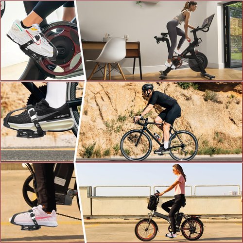 Bucklos Bike Pedals with Toe Cages and Straps - Bicycle Toe Clips Cage Compatible with Road Bike/Peloton/Mountian Bikes/MTB - Toe Clip Pedal for Wide Shoes Indoor Outdoor Cycling