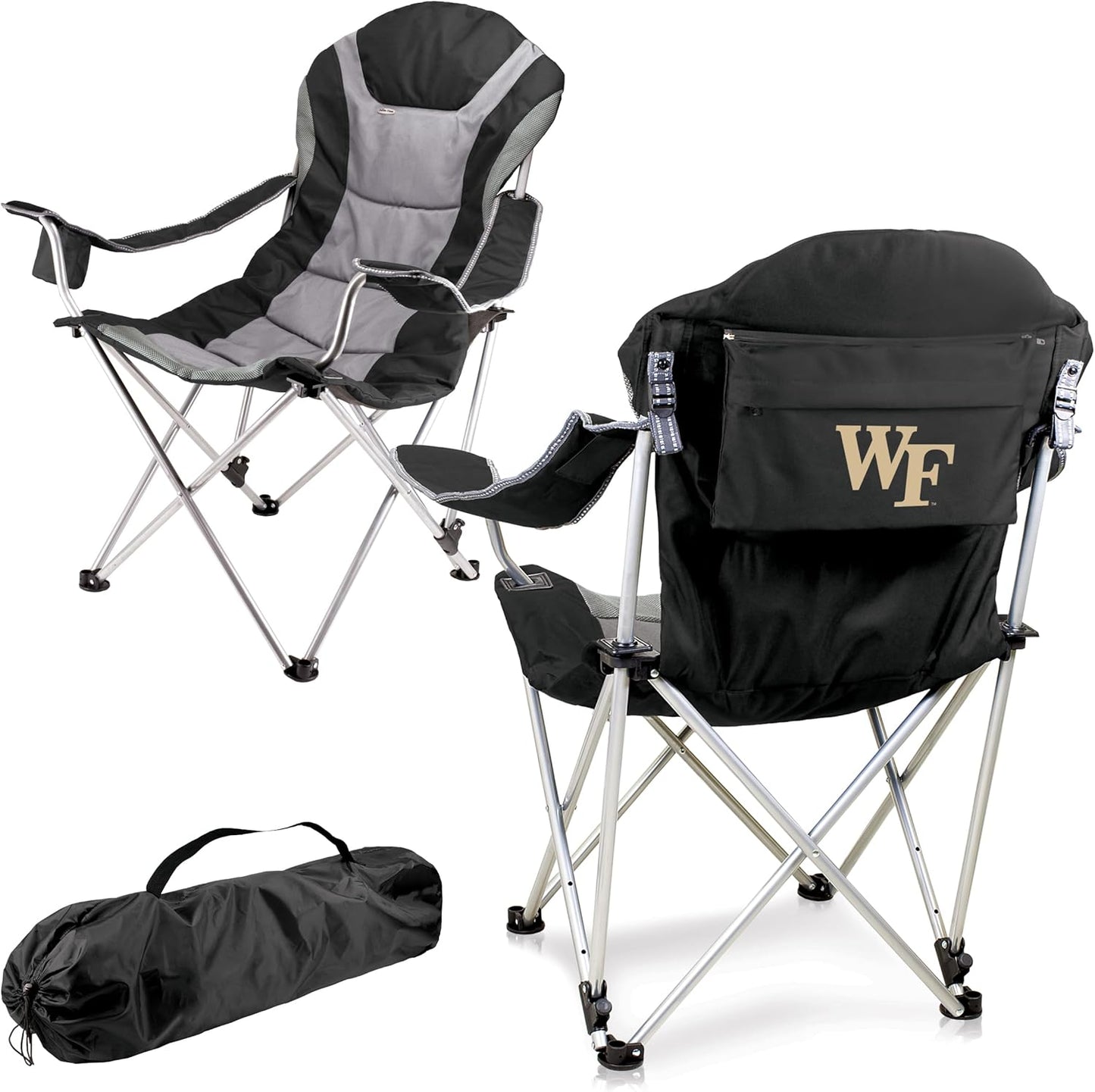 PICNIC TIME NCAA Arkansas Razorbacks Reclining Camp Chair - Beach Chair for Adults - Sports Chair with Carry Bag