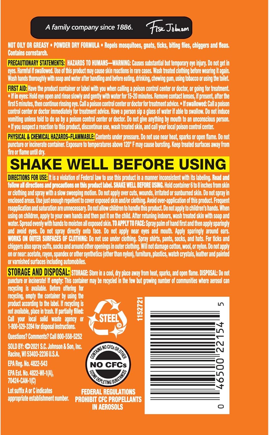 OFF! Family Care Mosquito, Tick, and Insect Repellent, Bug Spray Containing 15% DEET, Protects Against Mosquitoes, 4 Oz, 2 Count