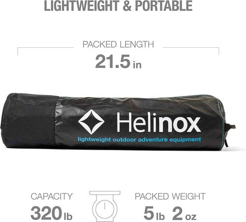 Helinox Cot One Portable Camping Cot - Lightweight, Compact & Collapsible, Regular Size, Black