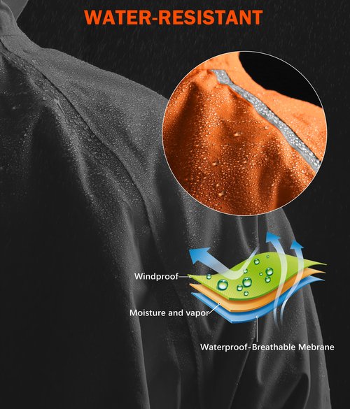 Men's Winter Cycling Jackets Thermal Warm Water Resistant Bike Running Windproof Fleece Cold Weather Mountain Biking Bicycle Riding Gear(Orange/Black,XL)