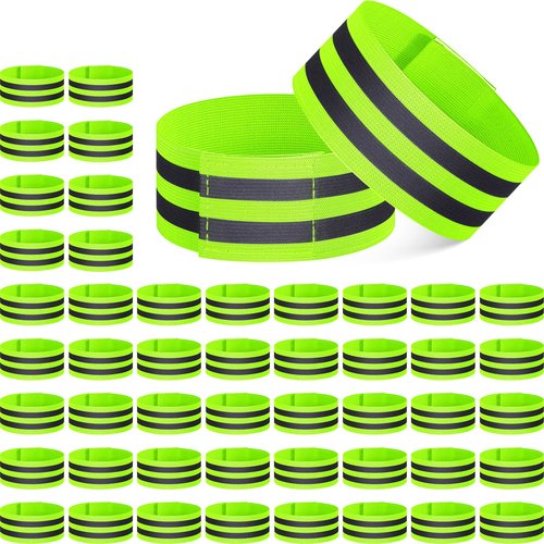 Yilloog 150 Pieces Reflective Arm Bands for Night Walking Ankle Band for Runners Reflective Wrist Band Cycling Running Gear Reflector High Visibility Tape Straps(Green)