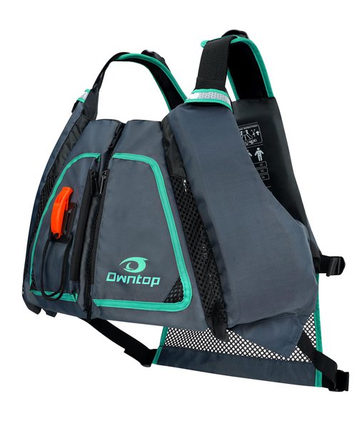 Owntop Swim Jackets Adult, Adjustable Safety Strap, Mens Womens Swim Vest Kayak, Buoyancy Float Vests for Fishing Swimming Stand-up Paddle (Gray-Green, XL/XXL)