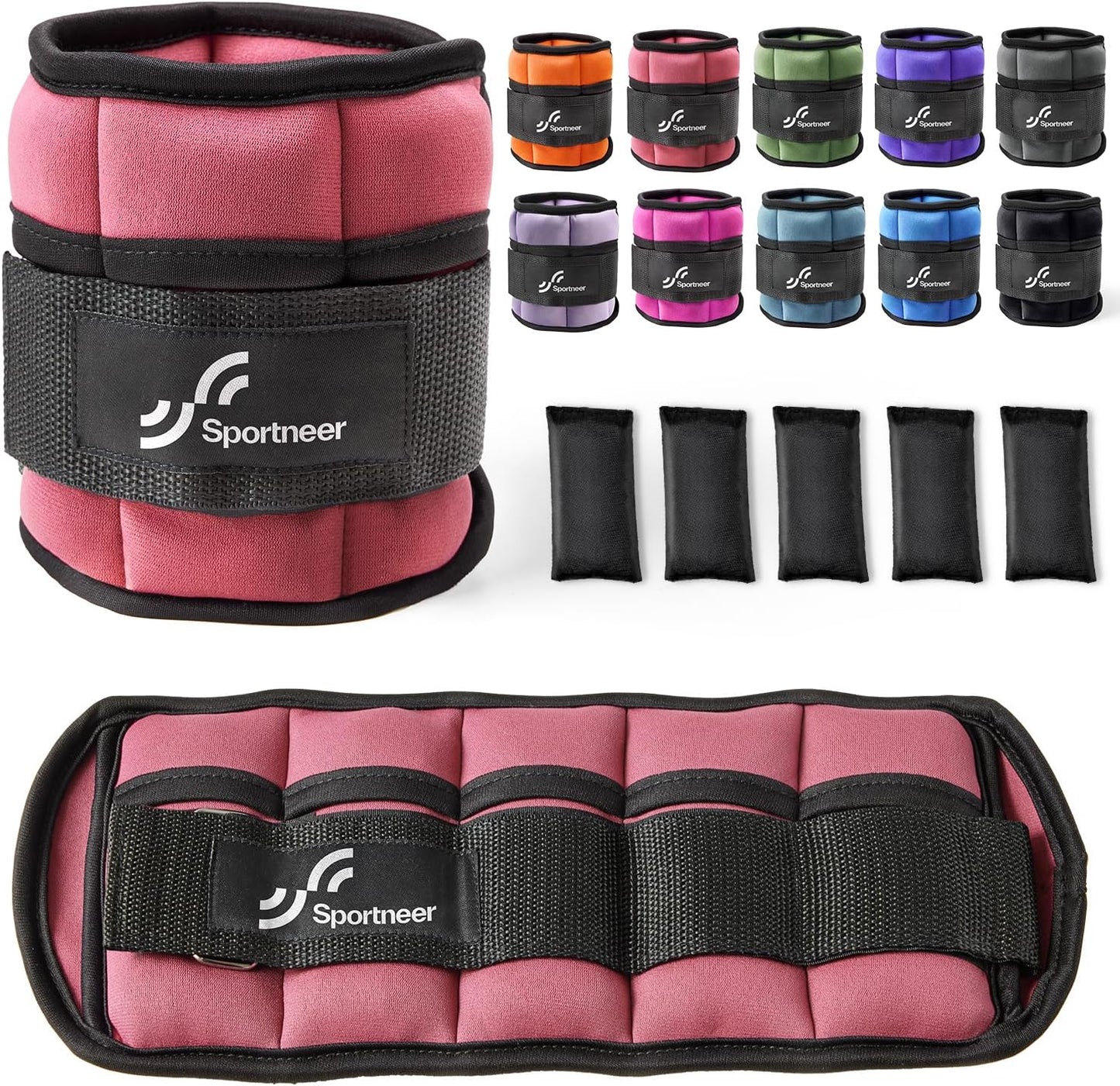 Sportneer Adjustable Ankle Weights 1 Pair 2 4 6 8 10 Lbs Leg Weight Straps for Women Men, Weighted Ankle Weights Set for Gym,Fitness, Workout,Walking, Jogging,1-5 lbs Each Ankle, 1 Pair 2-10 lbs