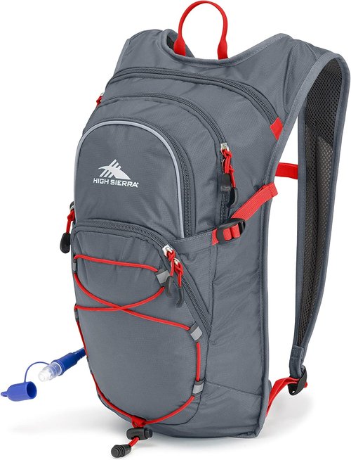High Sierra HydraHike Hydration Backpack, Lightweight Running Backpack, Cycling, Hiking, for Men, Women & Kids, Mercury/Redline, 4L