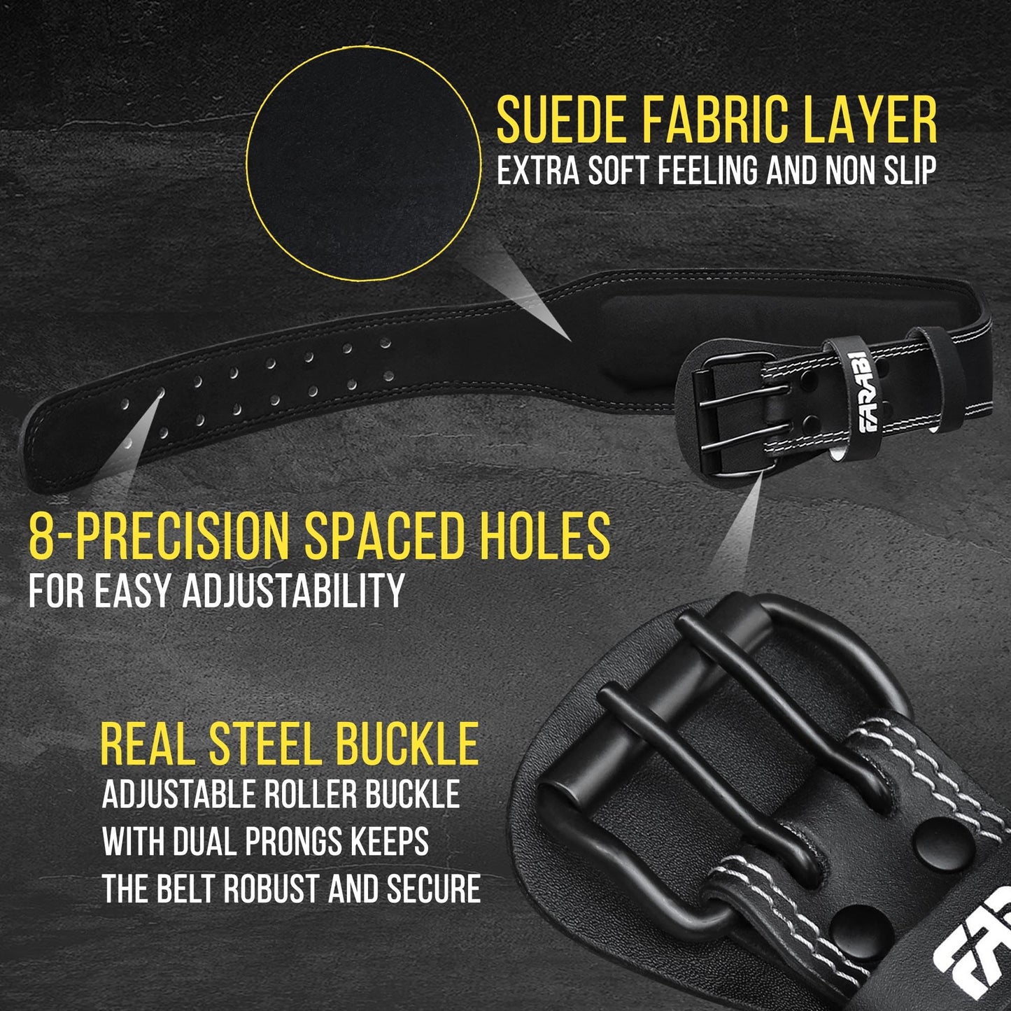 Farabi Sports Powerlifting Belt 100% Genuine Leather Weight Lifting Belt 4" wide Gym Belt Men and Women Weightlifting Belt for Gym Training Bodybuilding and Workout belt (Black, Medium)