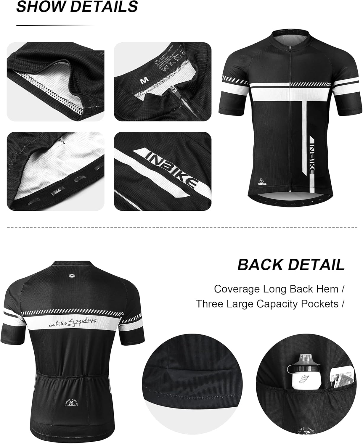 INBIKE Cycling Jersey Mens Set Reflective Breathable Biking Outfit Quick-Dry Bib Bicycle Jersey with 3D Padded Shorts