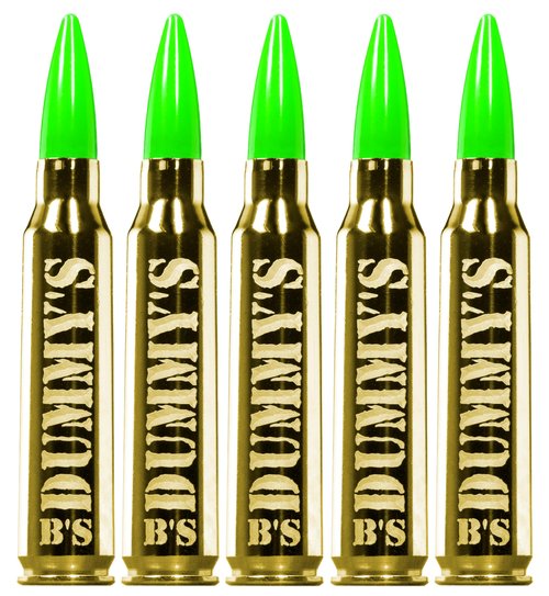 B's Dry Fire Snap Caps - A.K.A. B's Dummy's - Dummy .308 Win / 7.62x51mm Training Caps (5 Pack) (Green Brass)