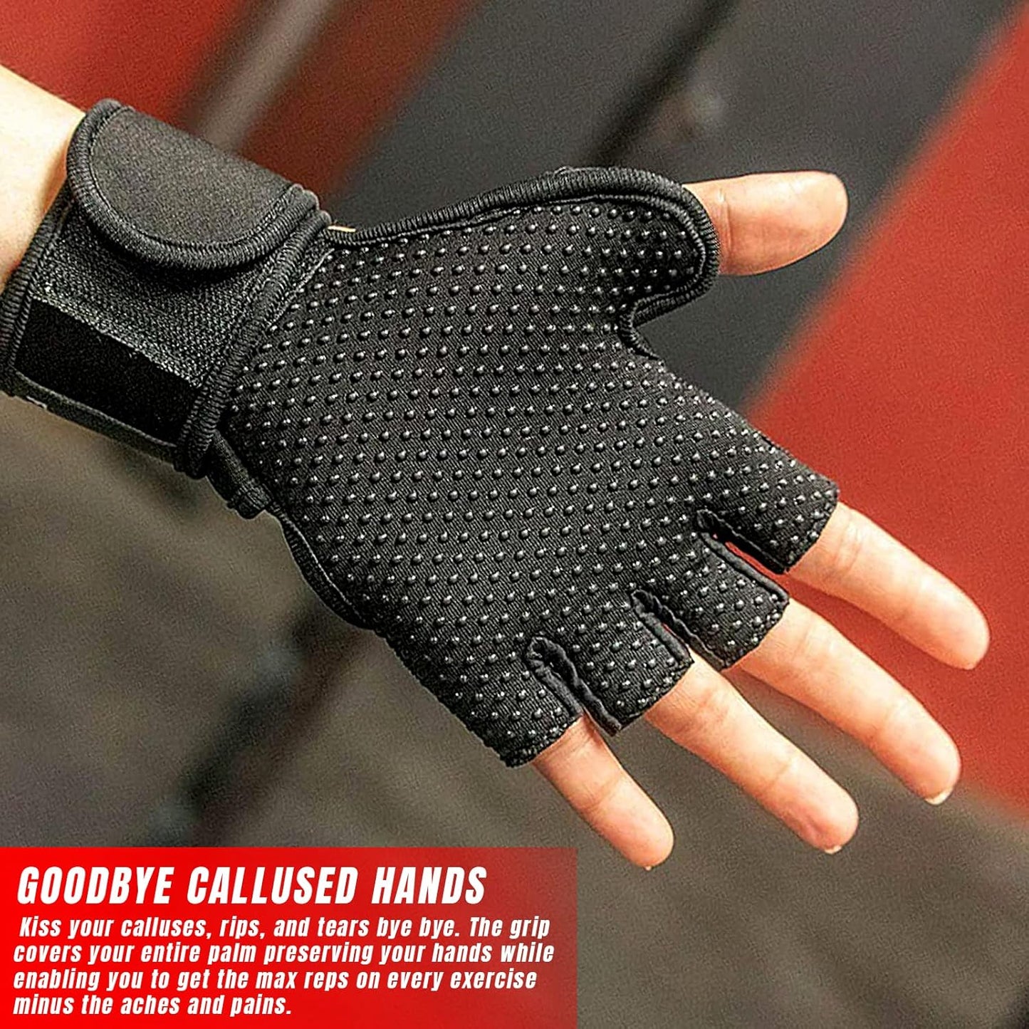 Fit Active Sports RX2 Weight Lifting Workout Gloves with Built-in Wrist Wraps - Gym Gloves with Wrist Support Durable Non-Slip Palm Padding to Avoid Calluses - for Men & Women