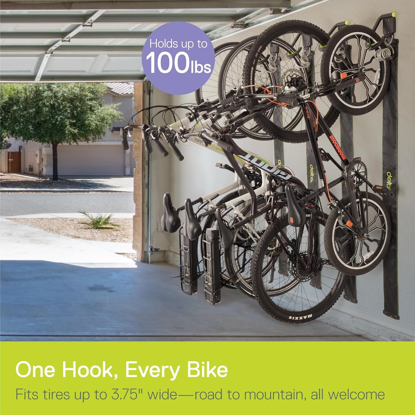 Delta Cycle Michelangelo 2 Bike Storage Rack - Gravity Fully Adjustable Bike Rack Garage For Road, MTB, and Hybrid Bicycles - Vertical Bike Rack Holds Up To 80 lbs