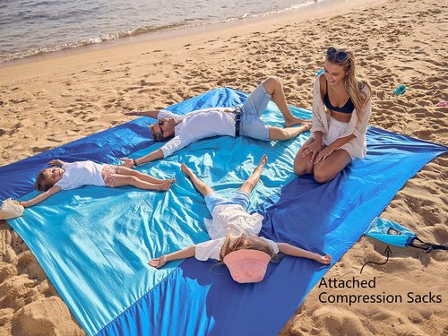 WEKAPO Beach Blanket 10‘x 9' (Blue) Beach air Lounger (Blue) Bundle