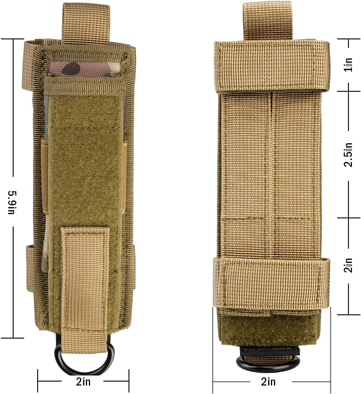 VIPERADE Tactical Flashlight Holster, Molle Flashlight Holder for Belt, Flashlight Pouch, Open Top Flashlight Holder for Vertical & Horizontal Carrying