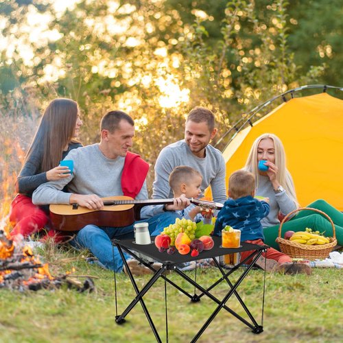 Portable Camping Table,Folding Camp Table,Lightweight Waterproof Canvas Beach Tables for Outside with 2 Cup Holders & Carry Bag for Camping, Picnic, Beach, Fishing, Travel and Outdoor RV