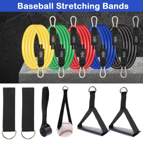Baseball Resistance Trainer Coolrunner Exercise Bands, Training Aid for Baseball Softball Pitchers, Base Ball Stretching Bands with Interchangeable Grips to Build Arm Strength