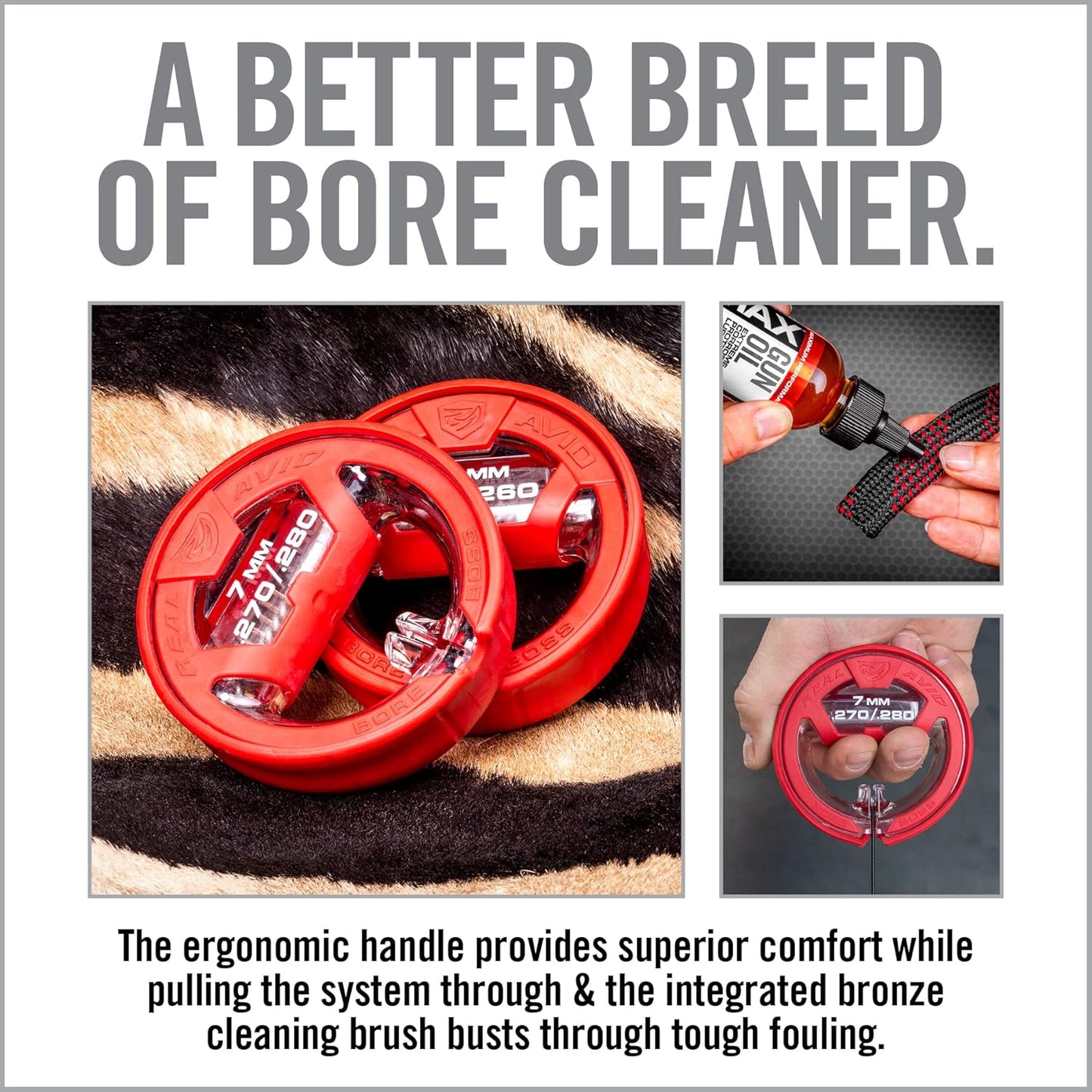 Real Avid Bore Boss Gun Cleaning System - Rapid Pull Through Barrel & Bore Cleaning Cable with Integrated Brush & Mop - Choose Style Below