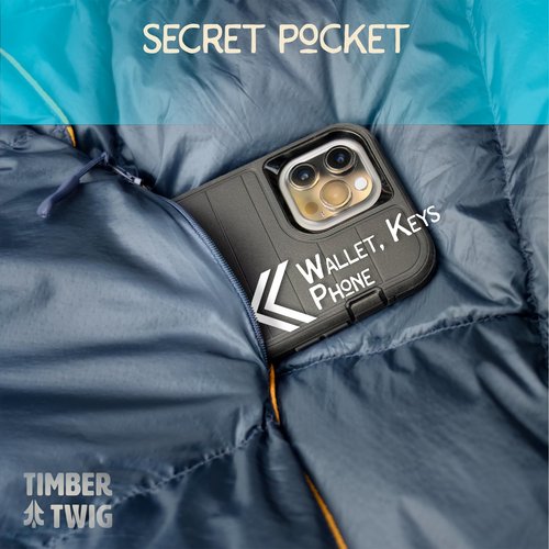 Timber Twig Outdoor, Travel, and Camping Puffy Down Blanket - Its Packable, Lightweight, and Warm - Midnight Ember