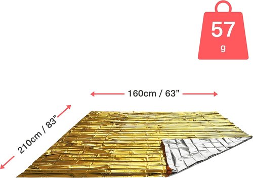 Bramble 10 Pack Extra Large Foil Mylar Emergency Blankets for Survival 83x63, Heat Reflective Thermal Space Blanket, Emergency Foil Blanket for Camping, Outdoor, First Aid