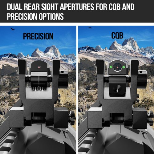 Visiofire 45 Degree Offset Iron Sights| Flip Up Fiber Optic Sights with Red Green Dots| Tool-Free Adjustable Back Up Canted Iron Sights Rapid Transition