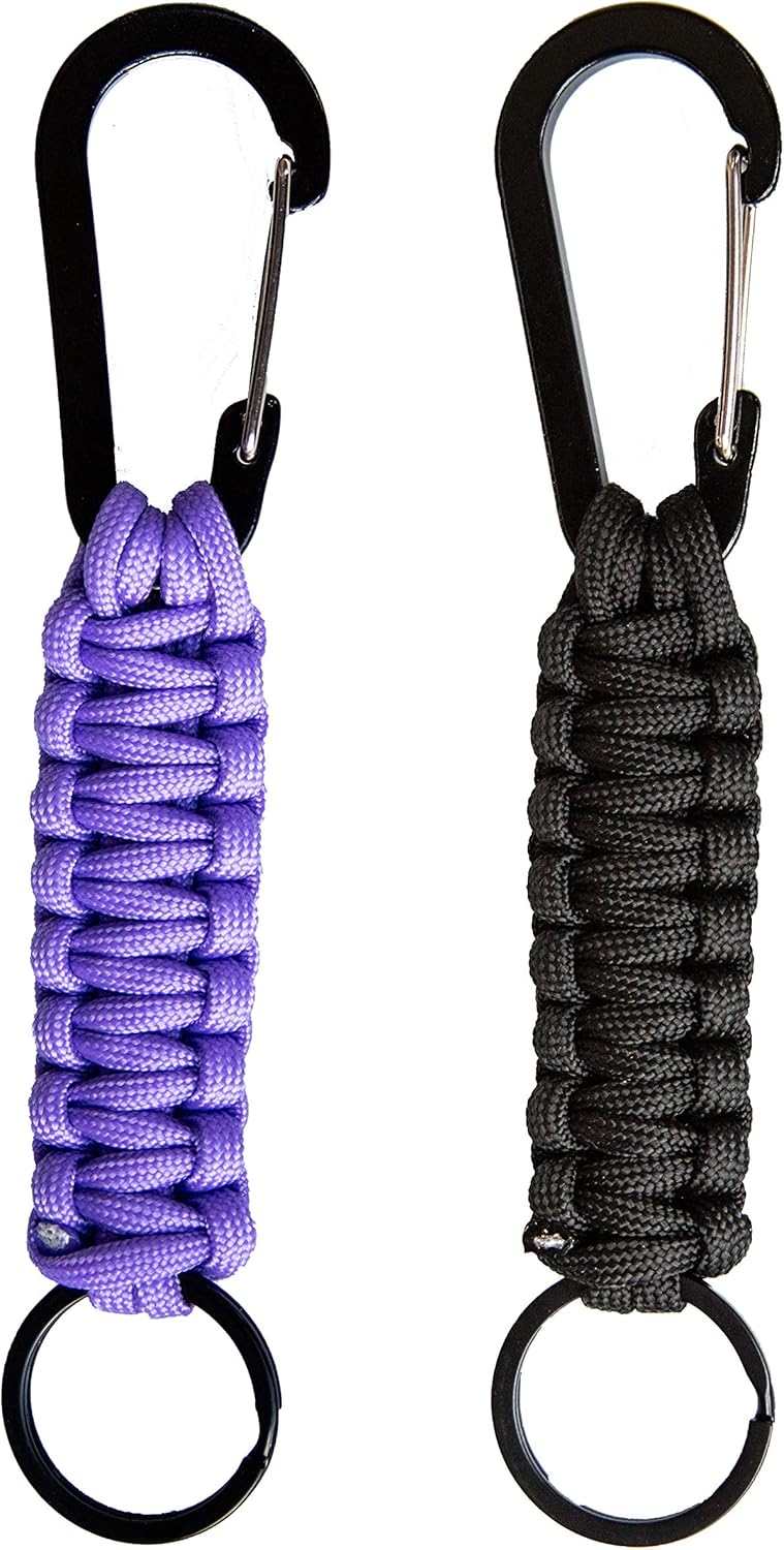Paracord Lanyard Keychain with Carabiner Hook and Key ring