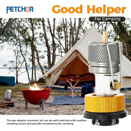 PETCHOR 3PCS Camping Stove Gas Refill Adapter Set, Propane Isobutane Butane Valve Converter, Refill Gas Shifter Universal Bottle for Camping Grill